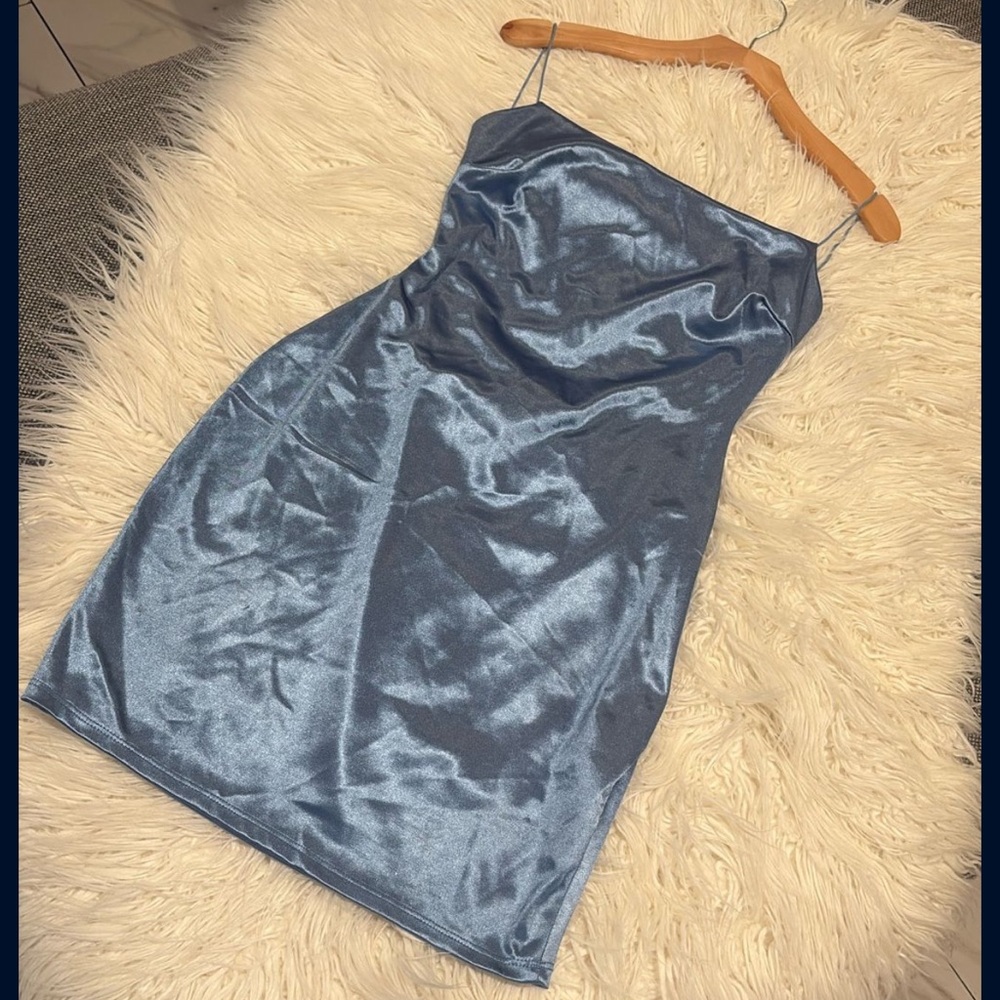 Windsor Gray Slip Mini Dress Spaghetti Strap Cocktail